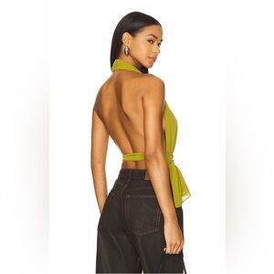 Chic Halter Backless Top in Olive Green